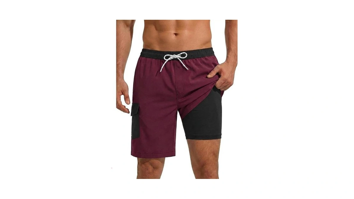Silkworld Swim Trunks Men Cargo Compression Swimming Quick Dry Shorts