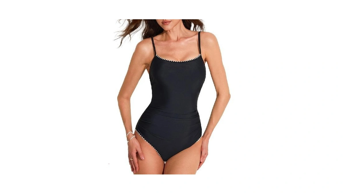 Ajisai Women One Piece Tummy Control Swimsuit Slimming Ruched Backless