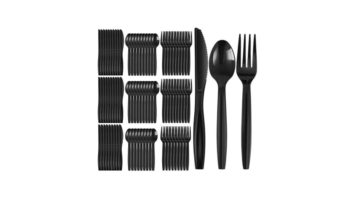 Okymotor 90pcs Disposable Cutlery Set 30 Forks 30 Knives 30