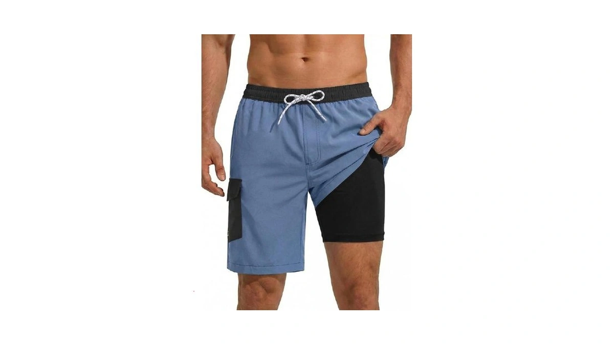Silkworld Mens Cargo Swim Board Shorts With Compression Liner Zipper