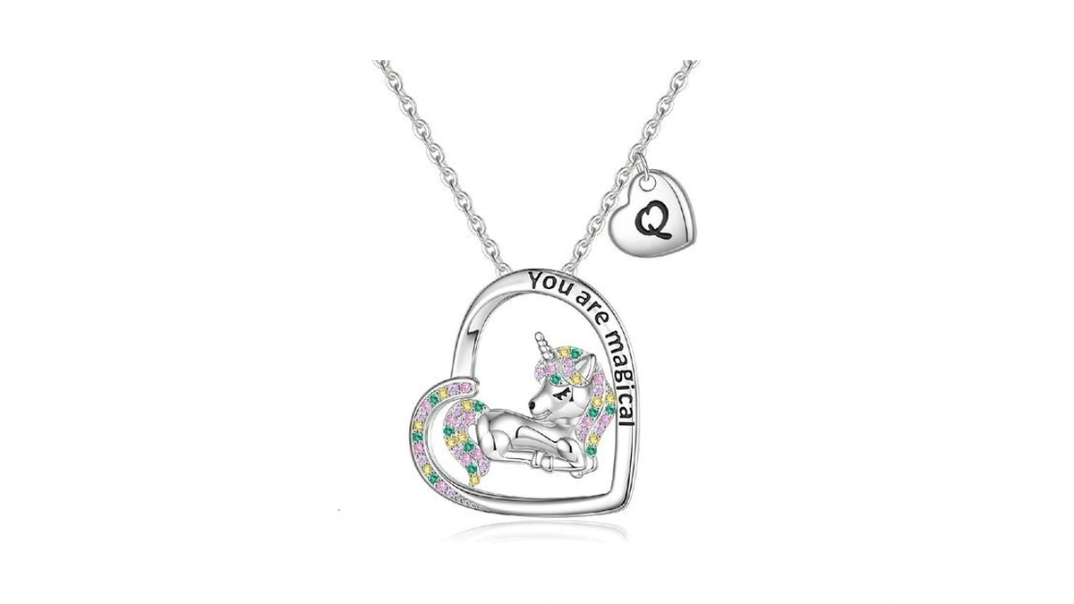 Exqujew Unicorn Necklace For Girls, Heart Pendant Unicorn Jewelry, Kids