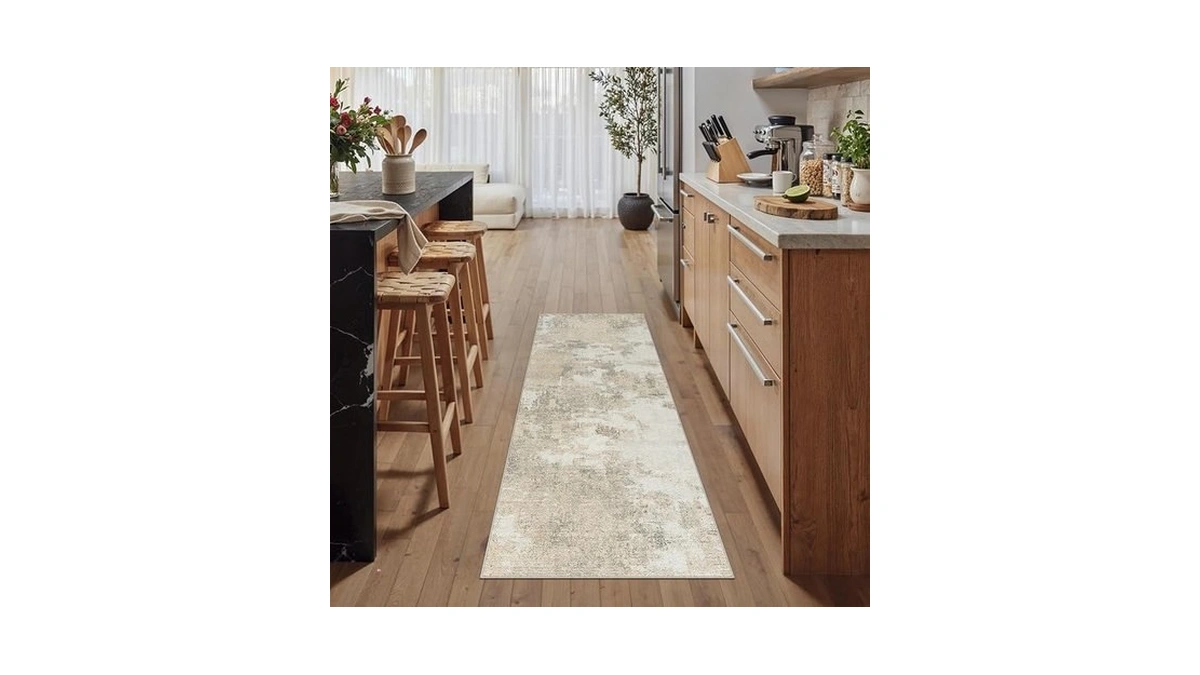 Hugear 2x6 Runner Rug Abstract Beige Machine Washable Area Rug