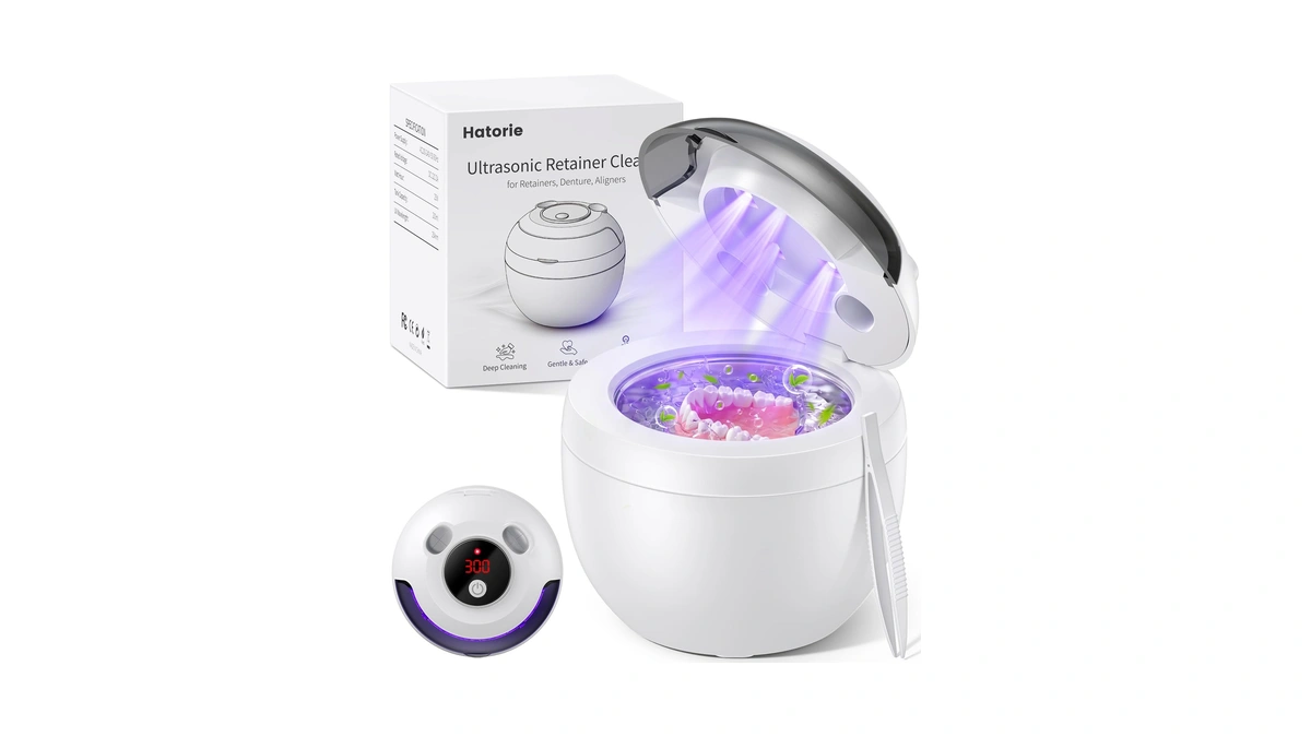Ultrasonic Retainer Cleaner Machine, 45khz Deep Gentle Dental Cleaning Pod
