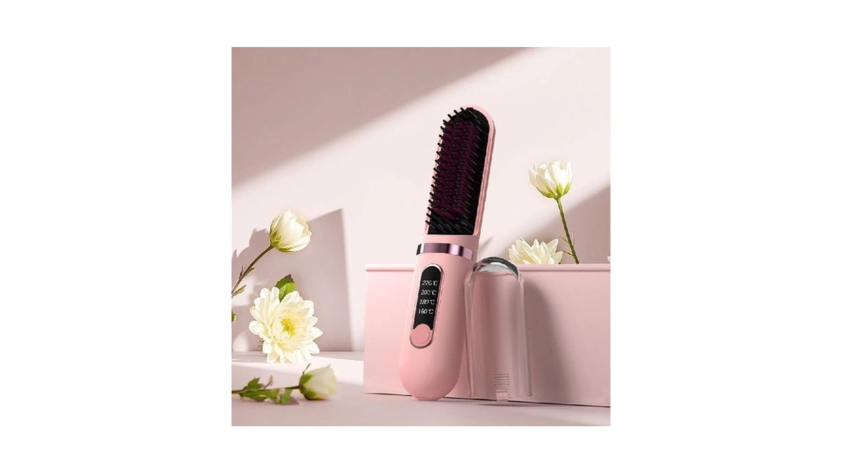 Cordless Hair Straightener Brush, Portable Straightening Brush For Women, Mini