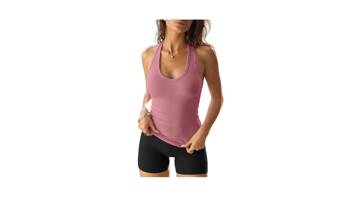 Darong Women's Workout Tank Top With Built-in Pads Backless Crop