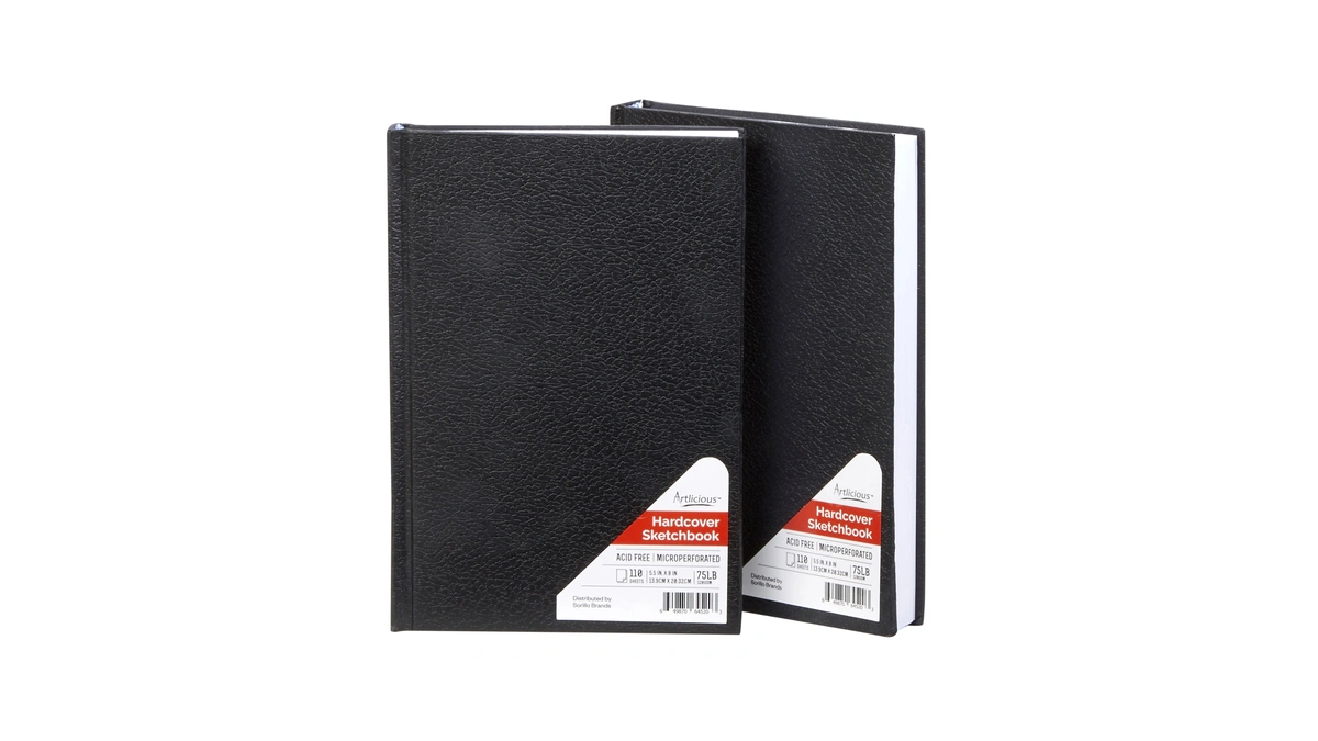 Artlicious Hardcover Sketch Book 2 Pack, 5.5" X 8" Black