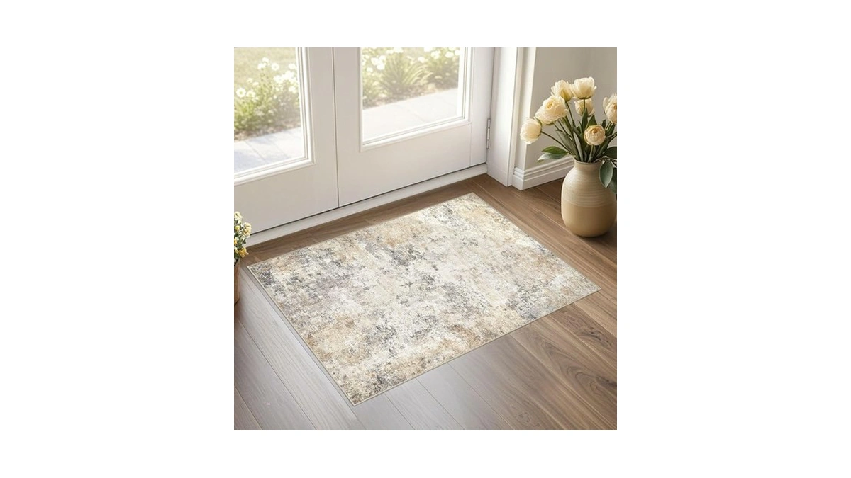 Uermei 2x3 Entryway Area Rug: Washable Neutral Modern Abstract Small