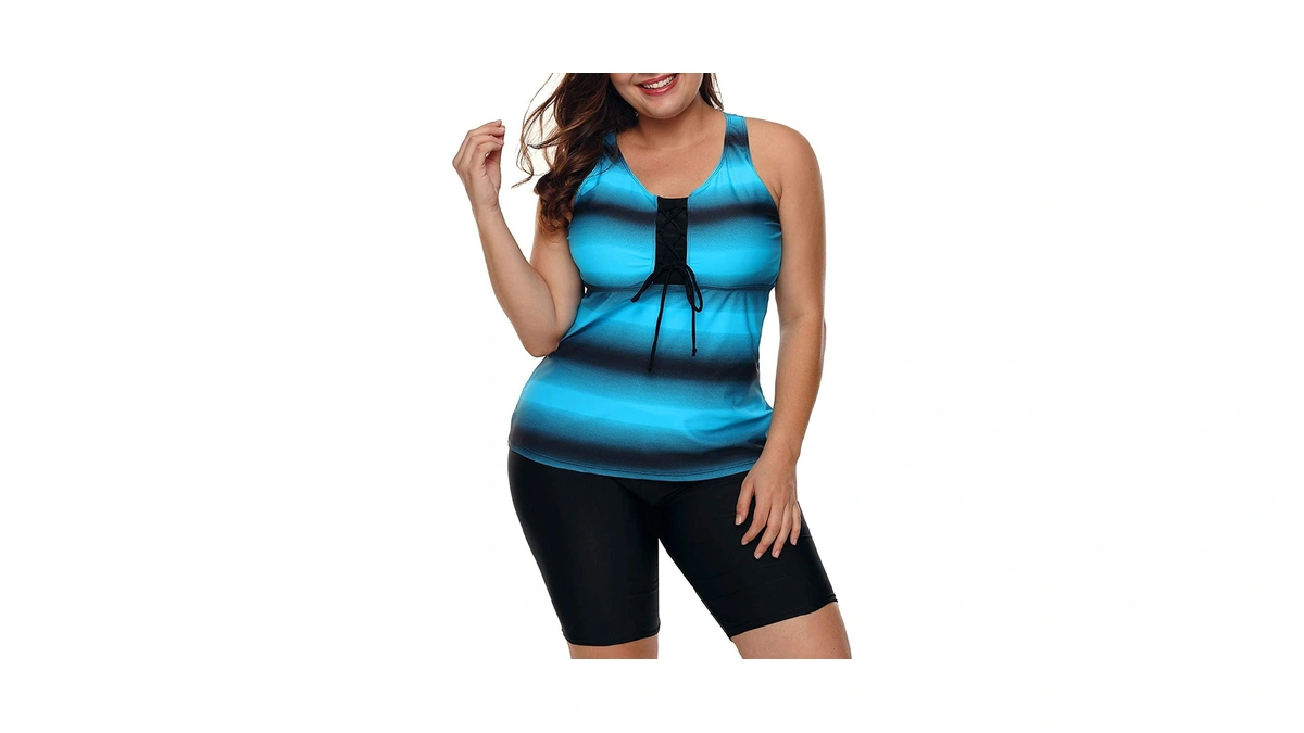Lalagen Womens 2026 Plus Size Tankini Swimsuits Rash Guard Capris