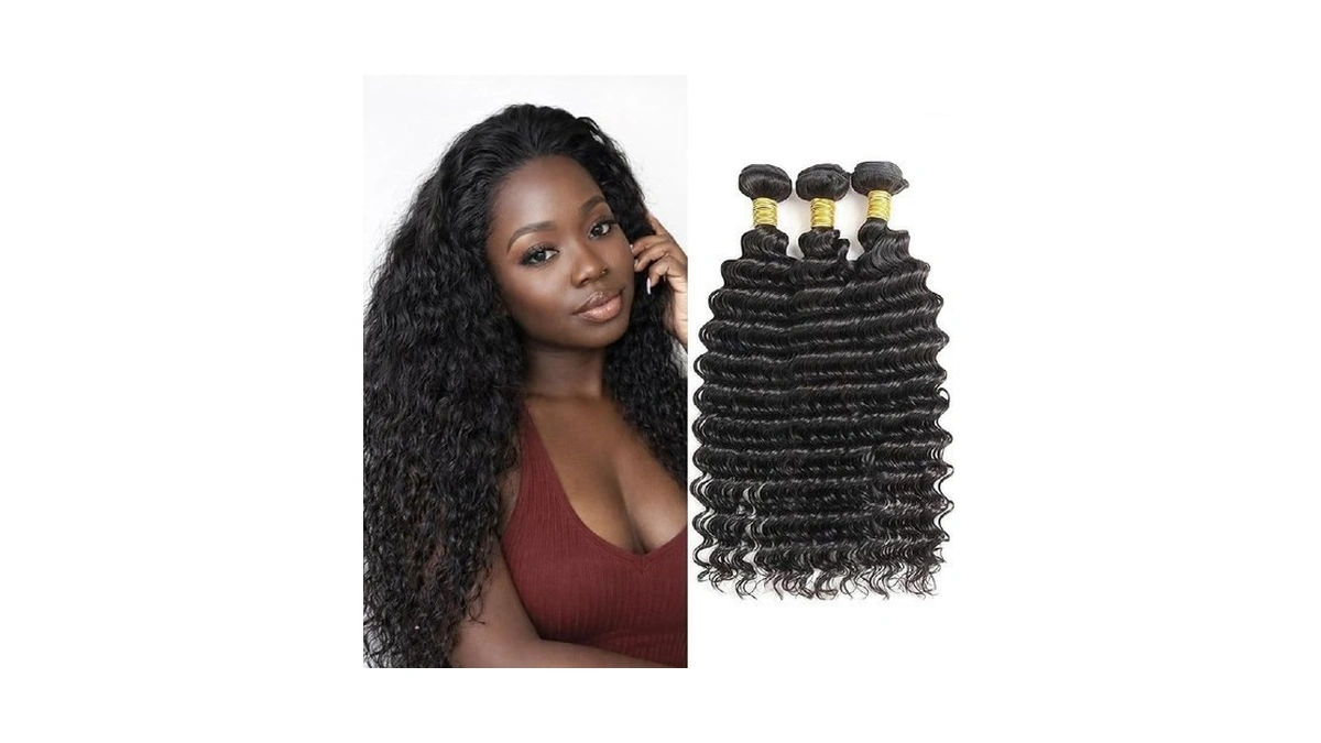 Deep Wave Human Hair Bundles 1b Natural Black 16 18