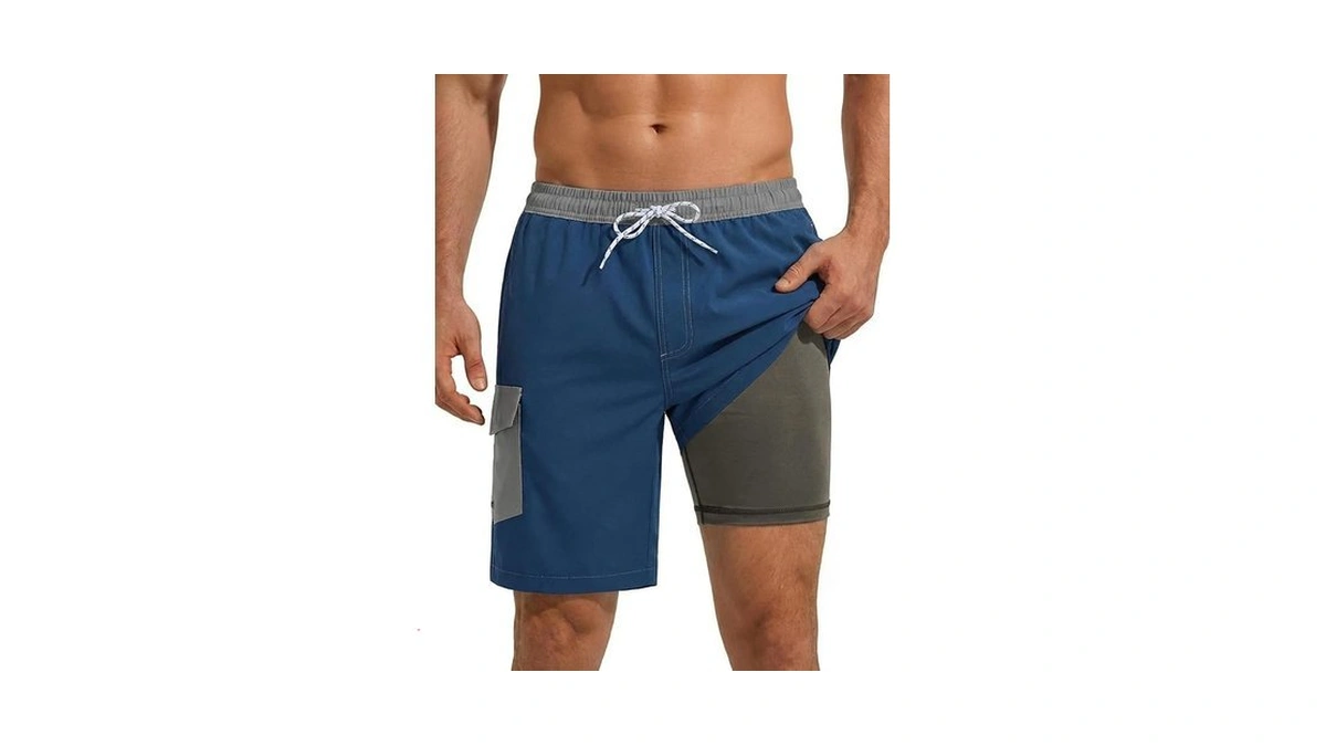 Silkworld Mens Swim Trunks Cargo Compression Board Shorts With Pockets