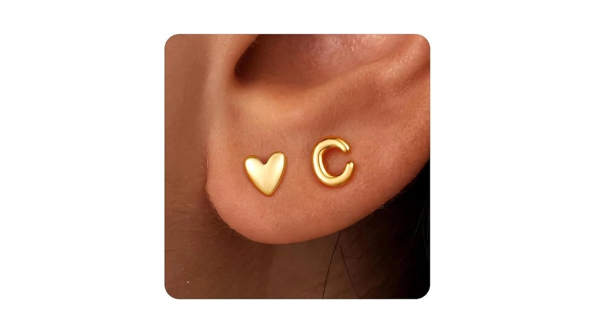 Jiaoge Stud Earrings For Girls Stuff - Initial C Gold