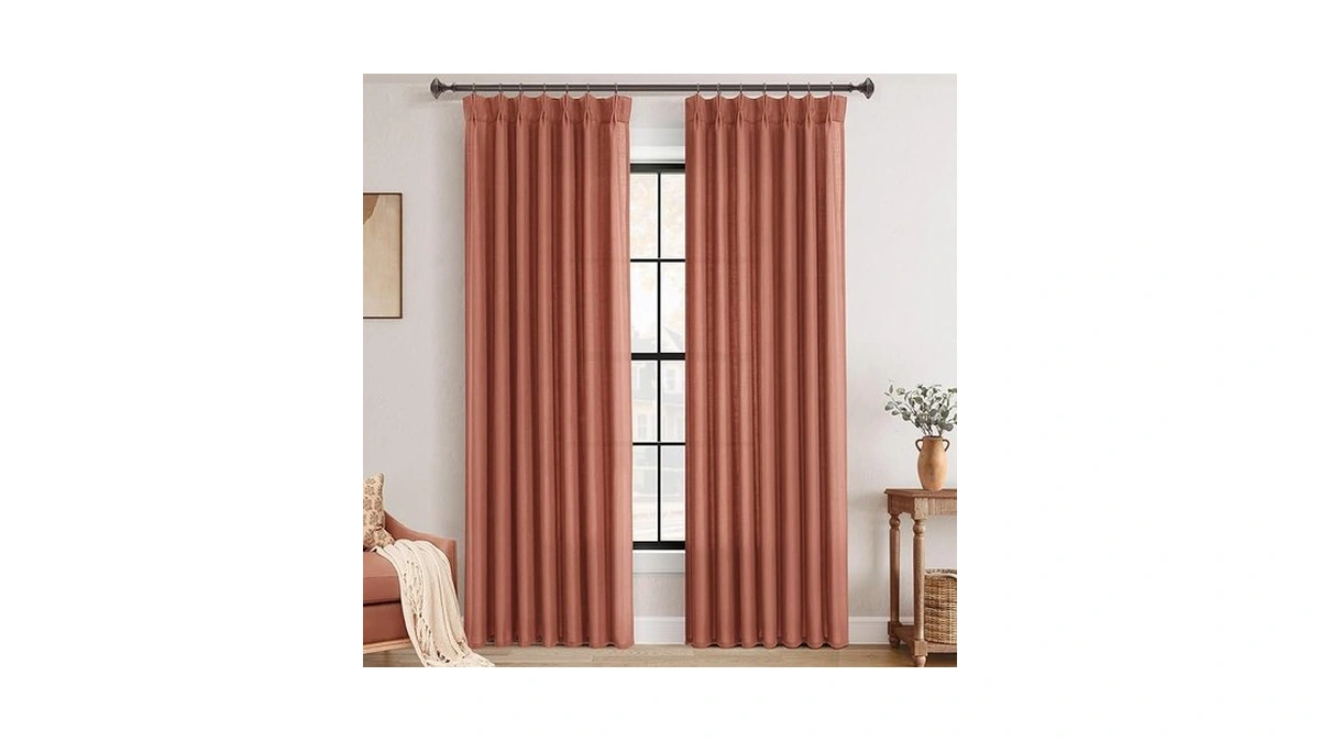 Olepangi Terracotta Pinch Pleated Linen Curtains 84 Inch Length 2