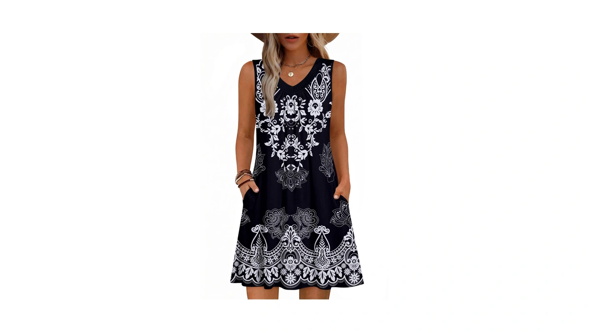 Zeagoo Black White Dress For Women Summer A Line Dress