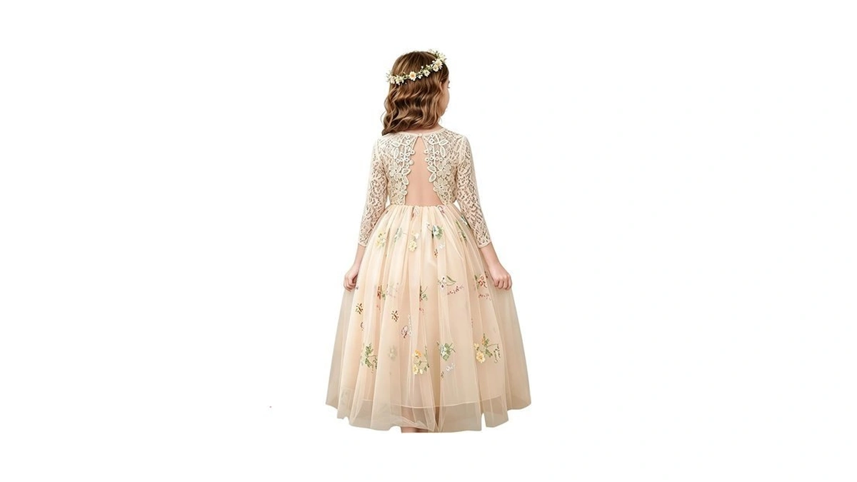 Eulimene Baby Girl Dress 3/4 Sleeve Flower Girl Dress Floral