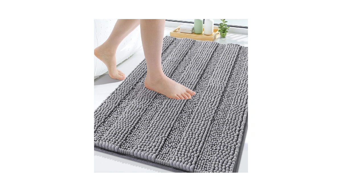 Grandaily Chenille Striped Bathroom Rugs 30x20, Extra Thick And Soft