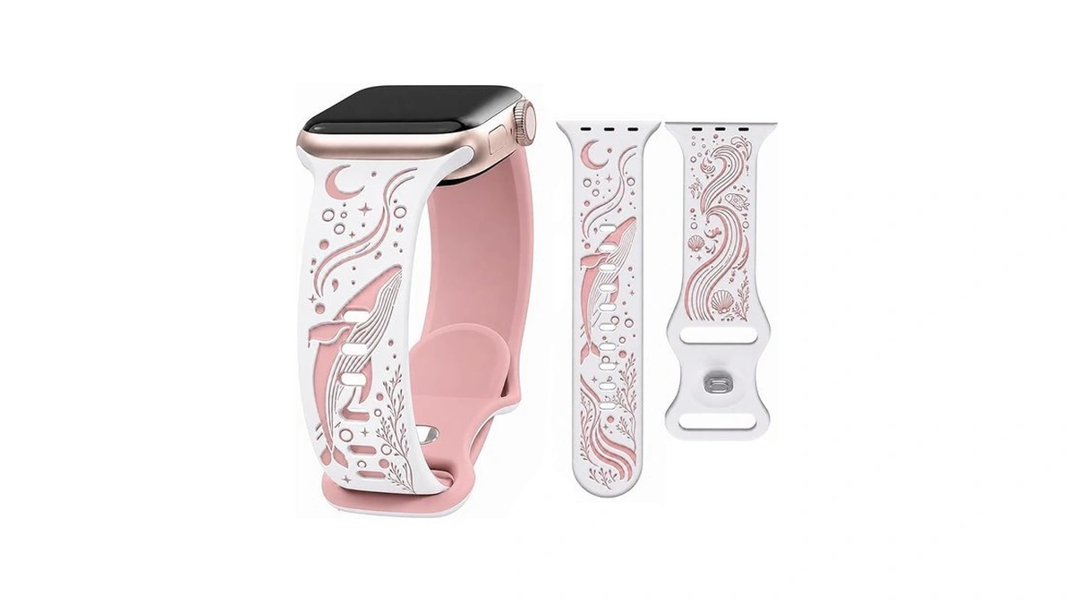 Hatilp Whale Engraved Band Compatible With Apple Watch 38/40/41/42mm, Two-layer