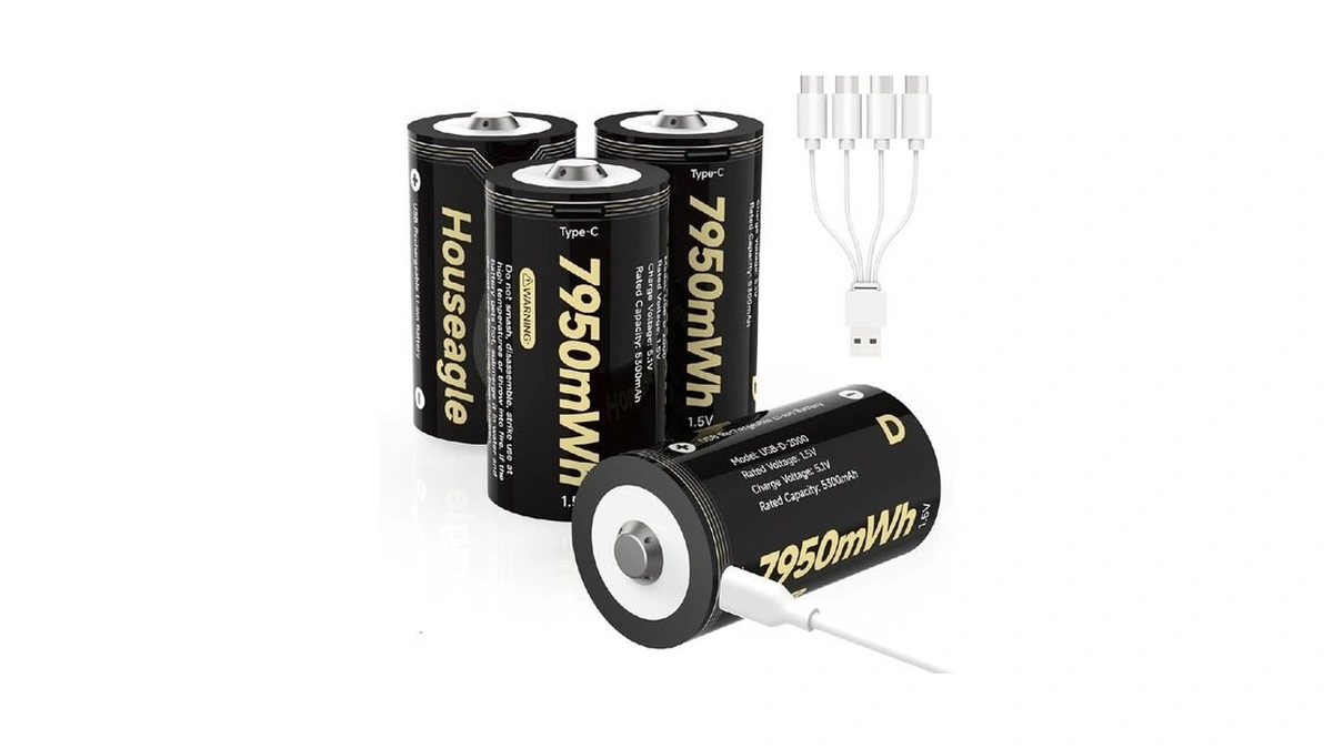 Rechargeable D Batteries 4 Pack,1.5v Lithium D Batteries With 4