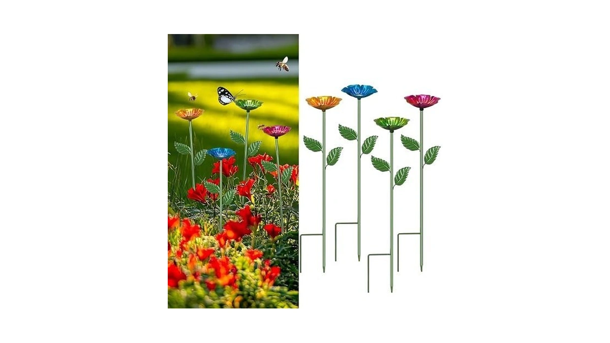 Yonisun 4 Pack Bee Watering Station,colorful Metal Insect Bath Feeder