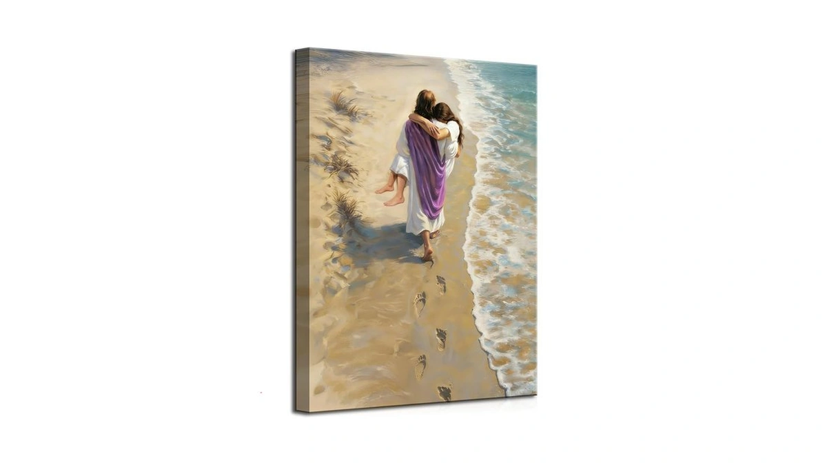Jesus Walking On The Beach Canvas Wall Art Christian Jesus