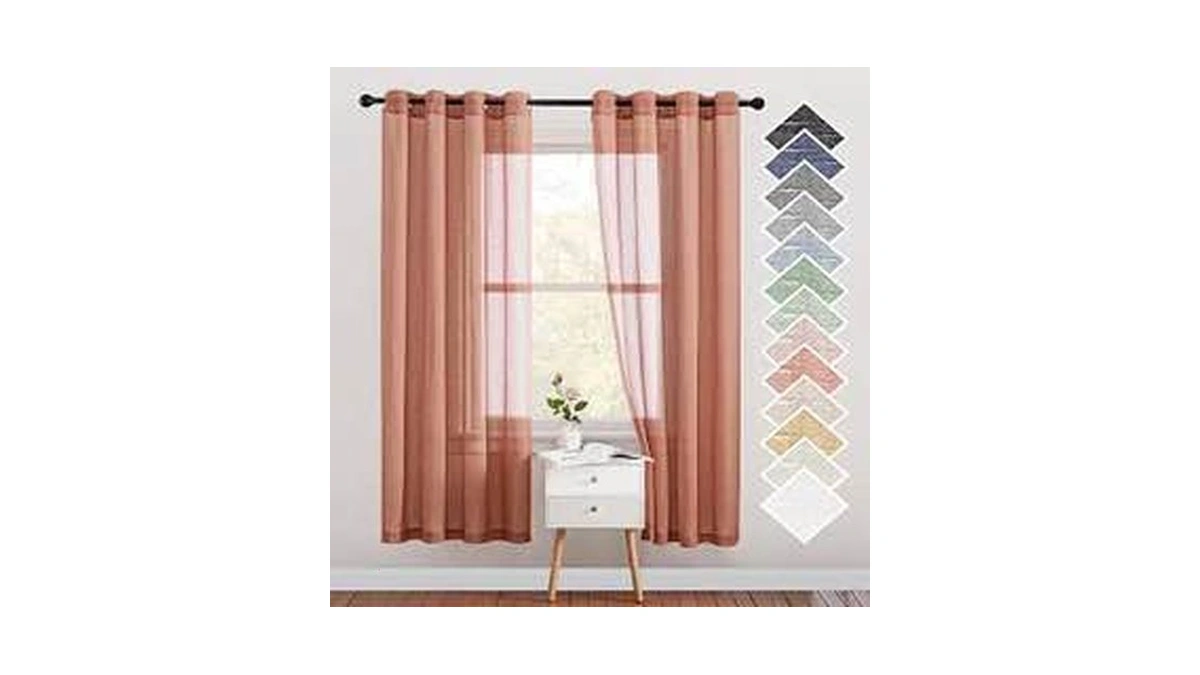 Nicetown Open Linen Weave Linen Burlap Window Curtains, 72 Inches