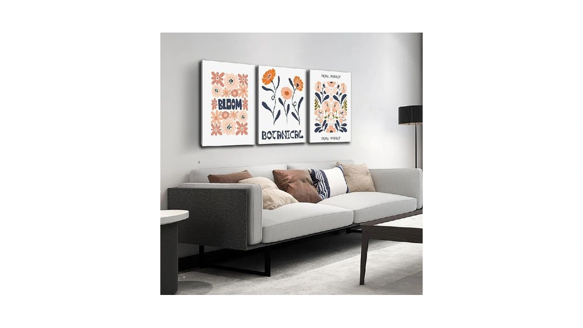 Skyrise Floral Canvas Wall Art Set Of 3, Rustic Botanical