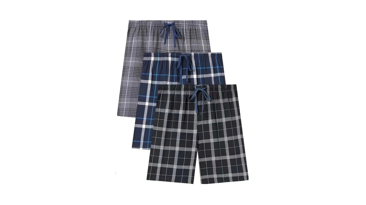 Jveyvth Men's Plaid Pajama Shorts Relaxed Fit Lounge Pants With