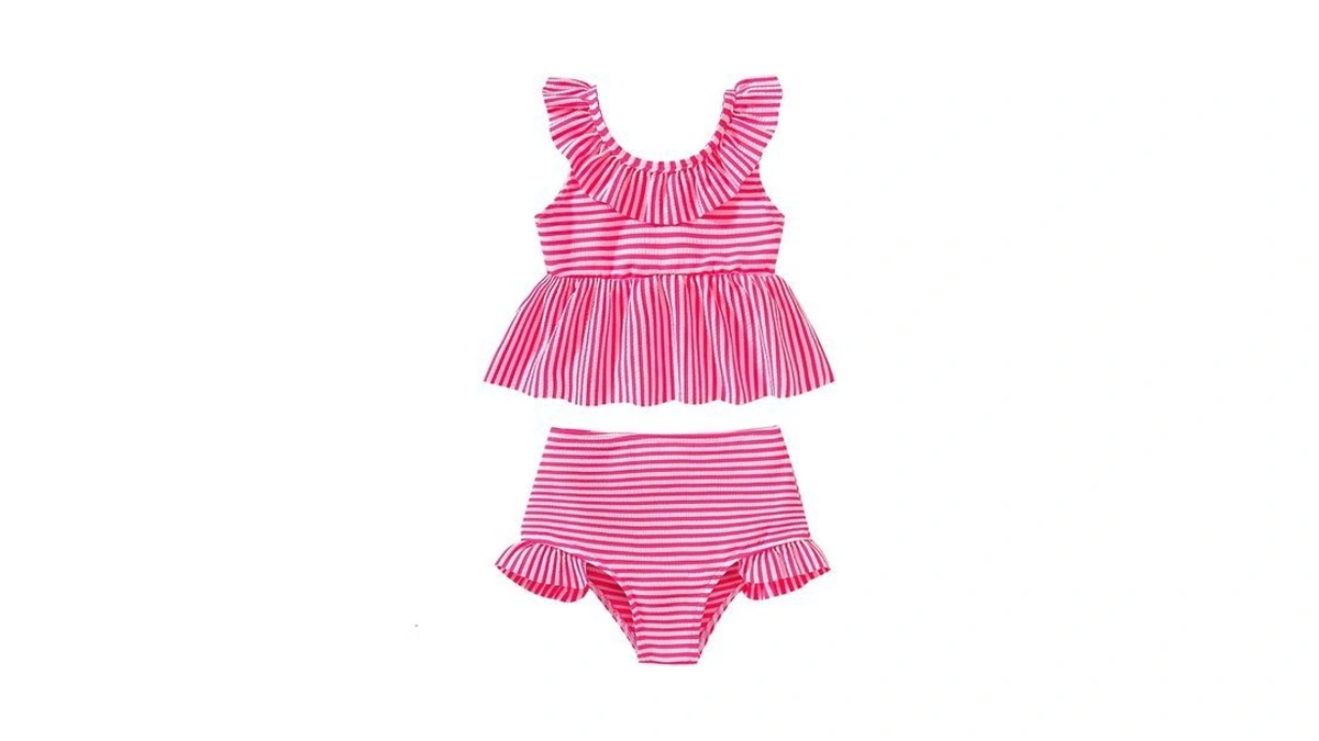 Ywfshop Baby Girl Swimsuit Back Bow Striped Bikini Toddler Girls