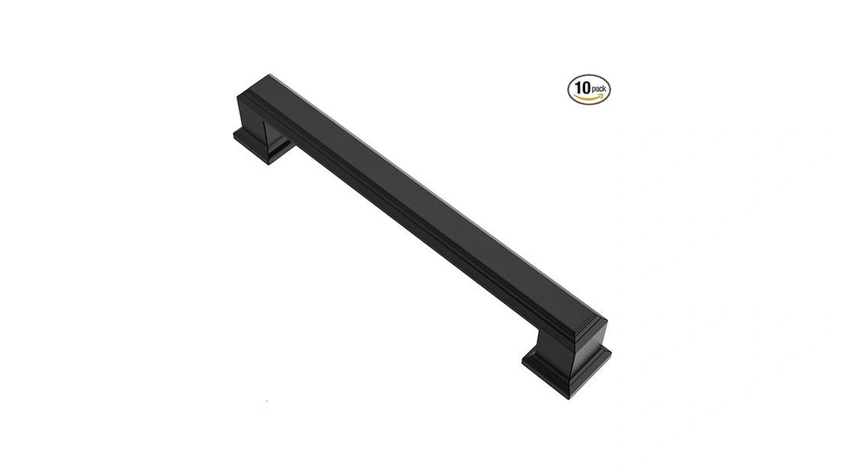 Alzassbg 10 Pack Matte Black Cabinet Pulls, 5 Inch(128mm) Hole