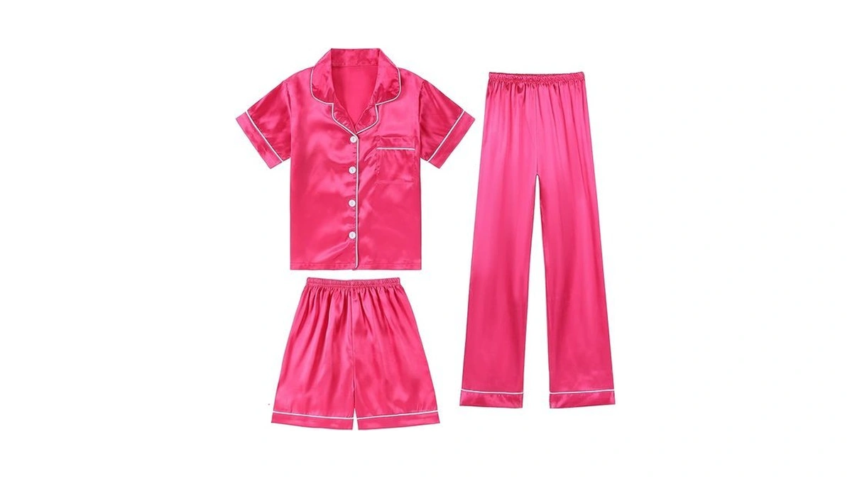 Dipug Girls Pajamas Size 10-12 Kids 3 Pcs Satin Pjs