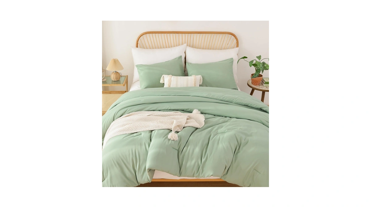 Rosgonia California King Comforter Set Sage Green, 3pcs(1 Boho Cal