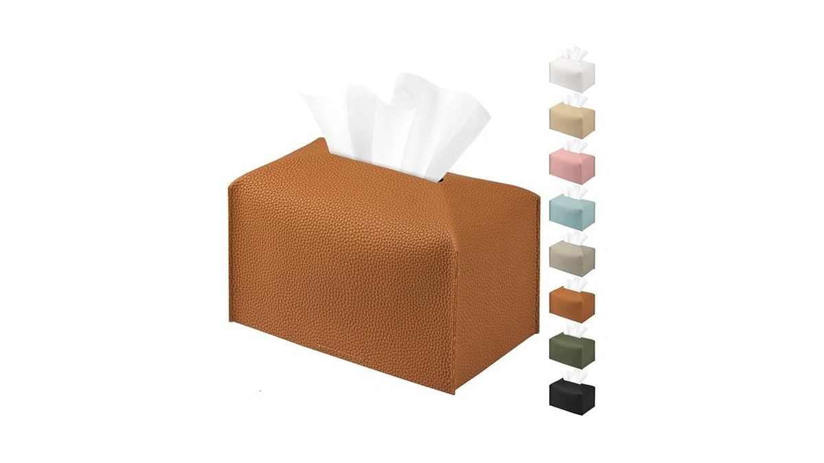 Penglong Pu Leather Tissue Box Cover Holder Rectangle, Long Tissue
