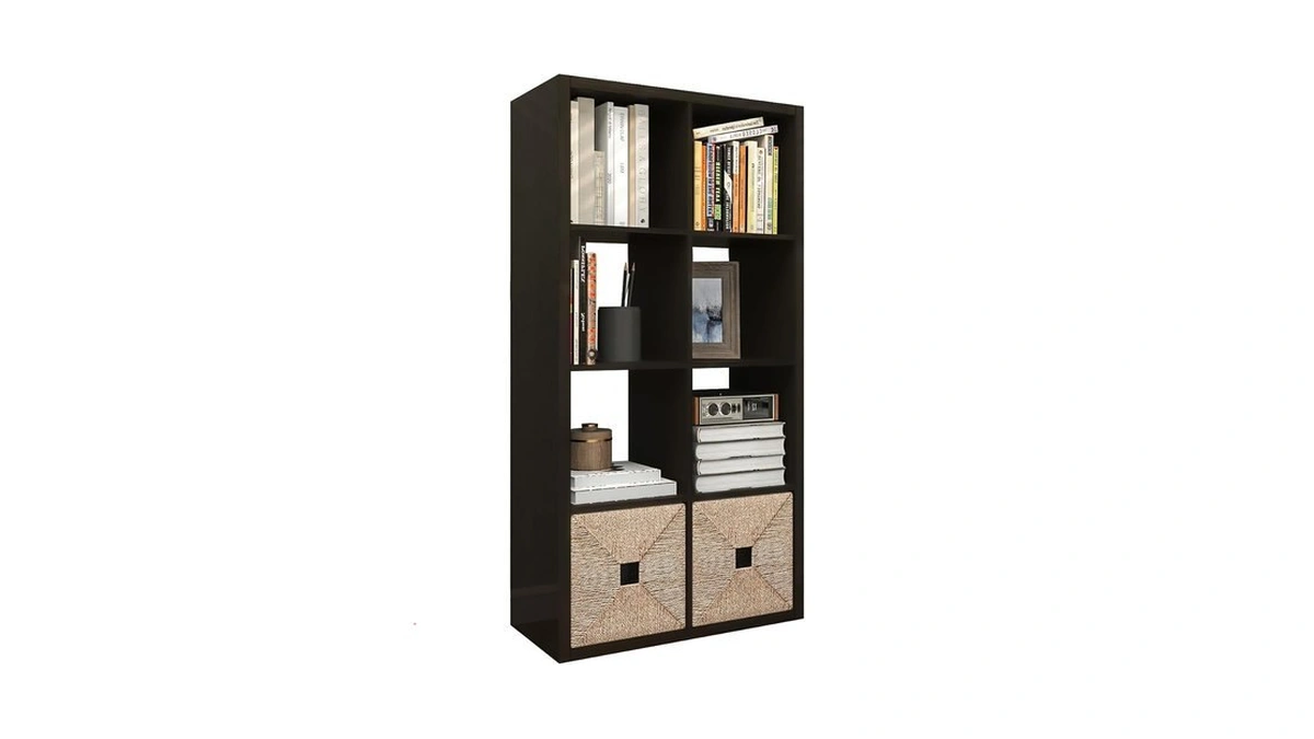 Ctesneγ2026 Wooden Thick Frame 8 Cube Storage Organizer Shelf With
