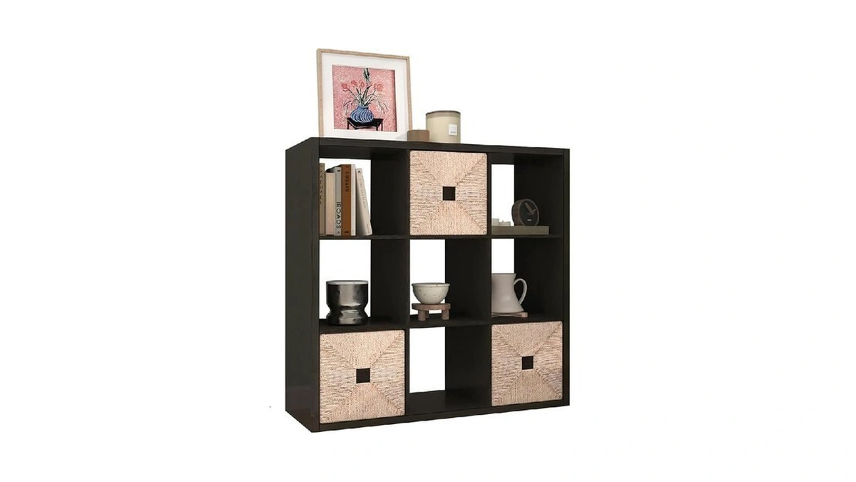 Ctesne [2026 Wooden Thick Frame 9 Cube Storage Organizer Shelf