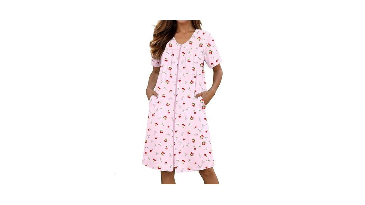 Ekouaer Zipper Robes For Women Short Knit Bathrobes Lightweight Knee