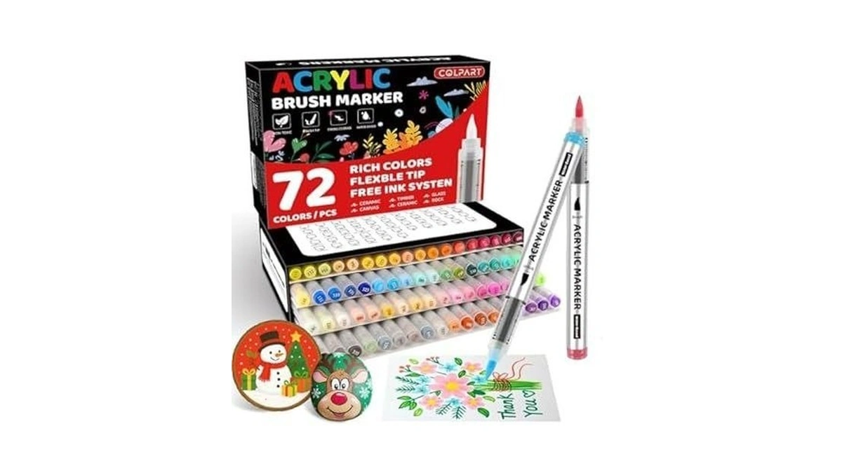 72 Colors Acrylic Paint Markers, Soft Brush Tip Paint Pens