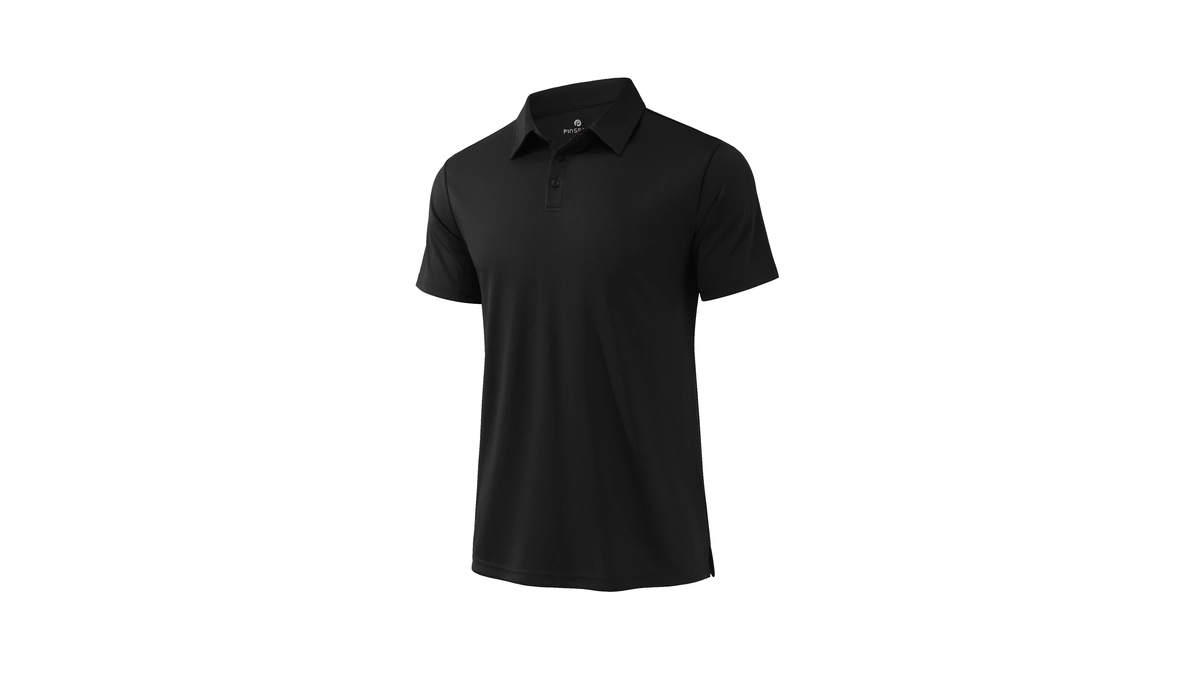 Pinspark Mens Golf Shirt 3 Buttons Quick Dry Polo Shirts