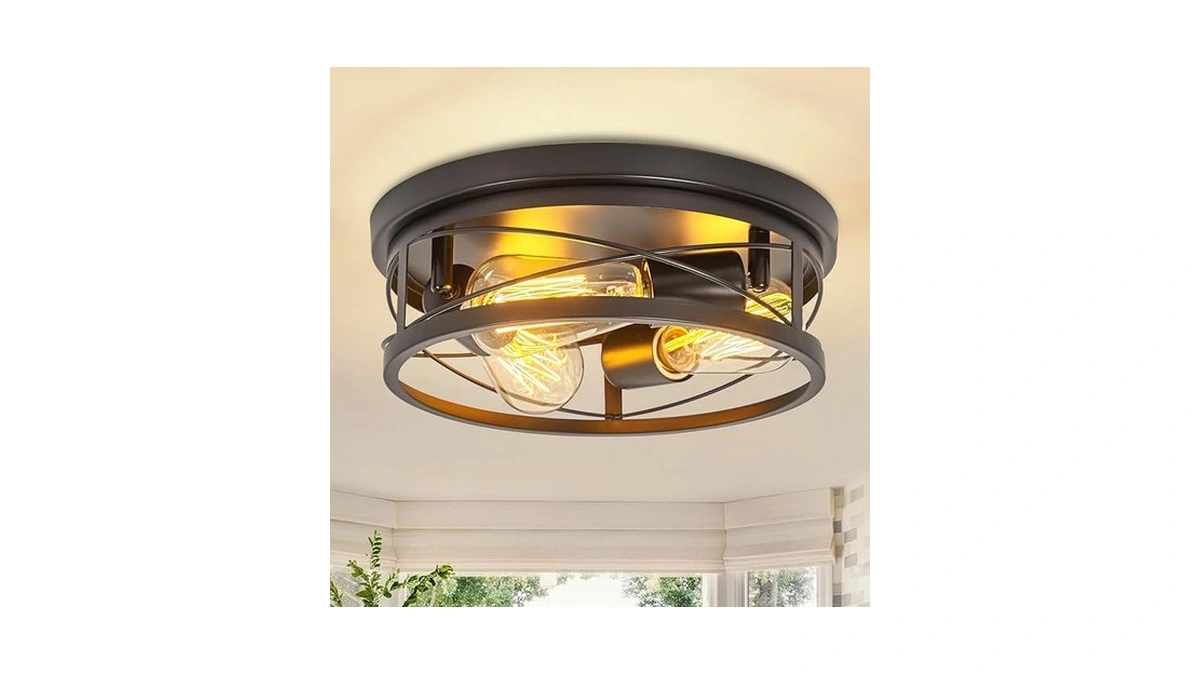Foucasal Farmhouse Ceiling Light Fixtures Black Flush Mount Ceiling Light