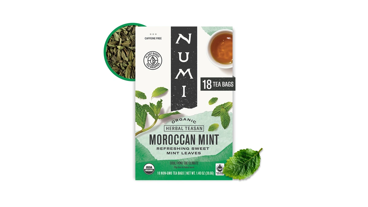 Numi Tea Organic Moroccan Mint Tea, 18 Herbal Tea Bags,