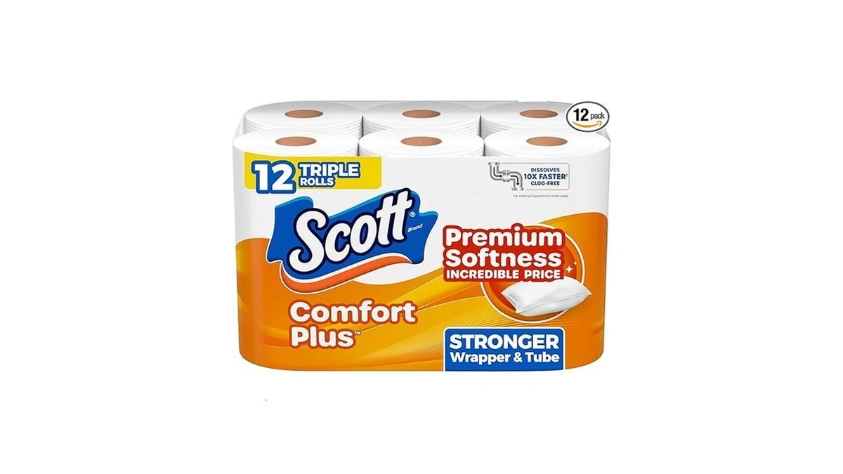 Scott Comfortplus Toilet Paper, Durable Shipping Pack, 12 Triple Rolls,
