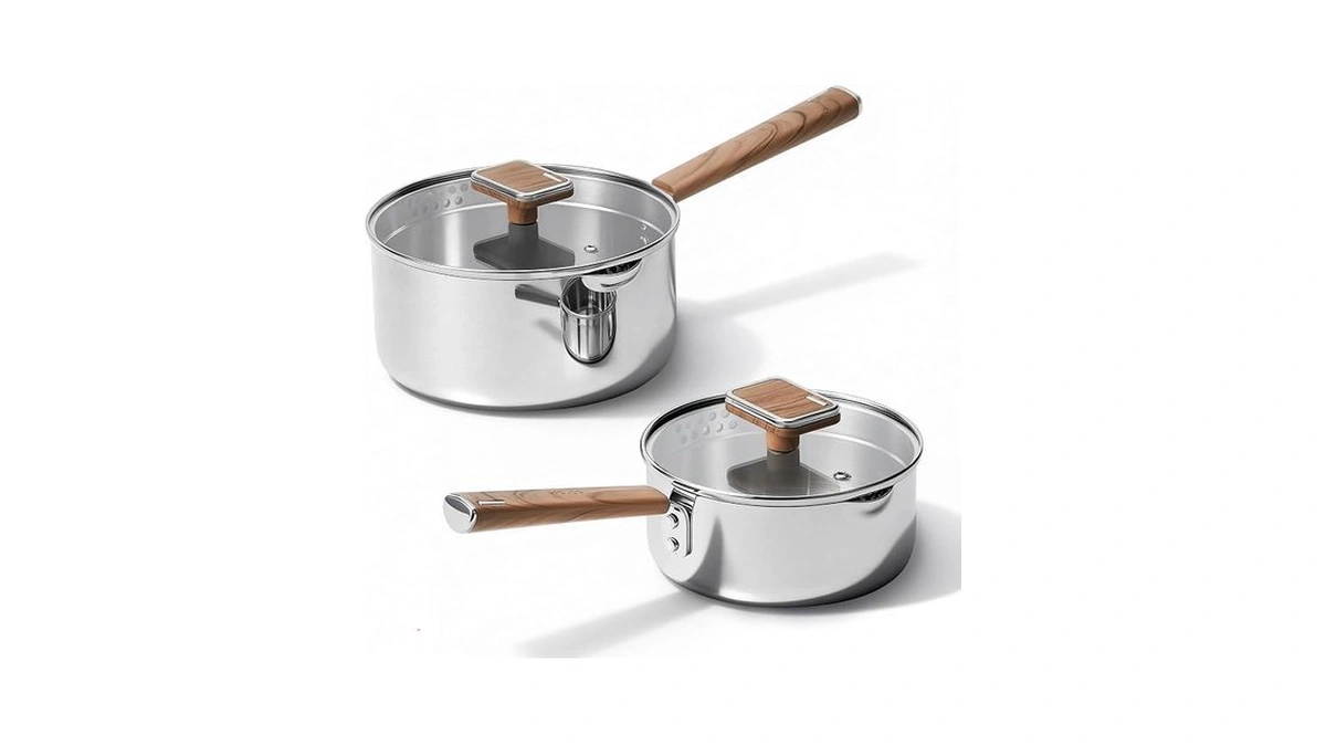 Carote1.5qt & 3qt Stainless Steel Saucepan Set, Triple Ply Stainless