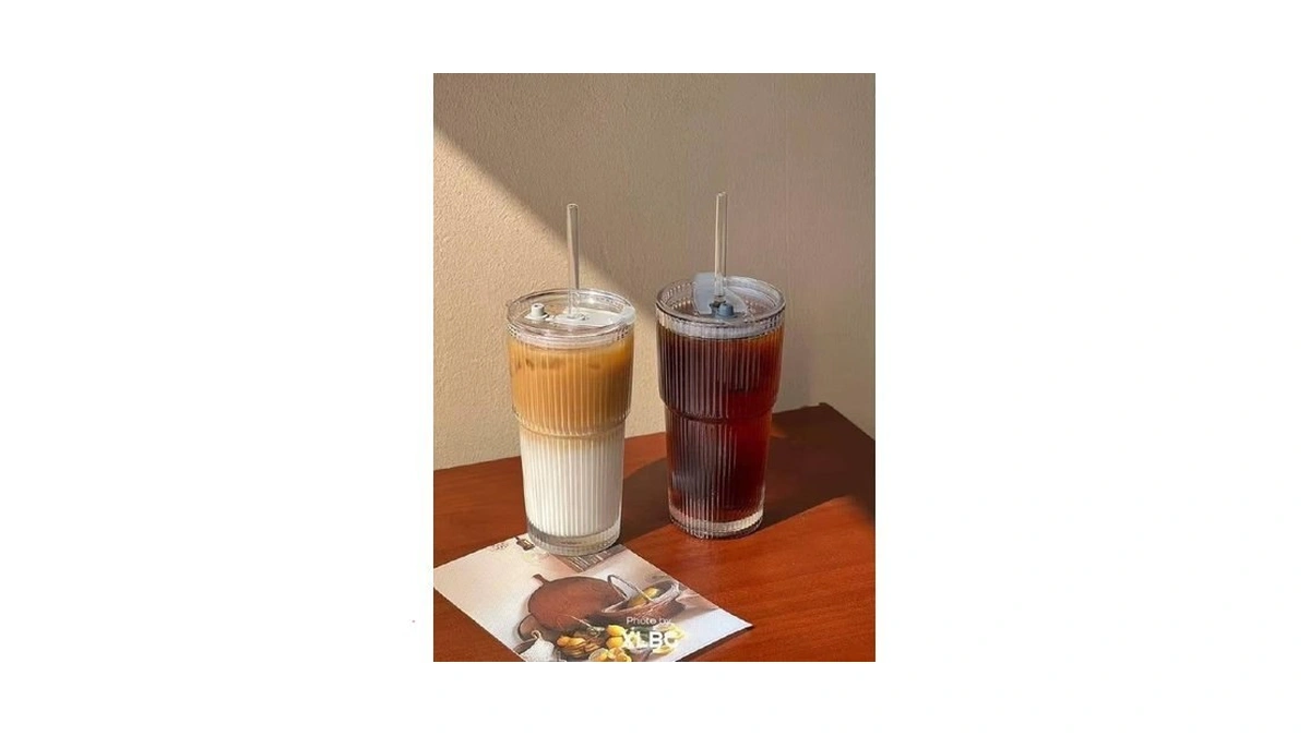 Oroklis 20oz Ribbed Glass Tumbler With Straw & Lid β