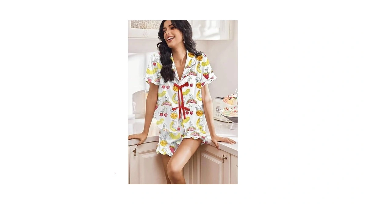Ekouaer Satin Pajama For Women Short Sleeve Silky Pj Short