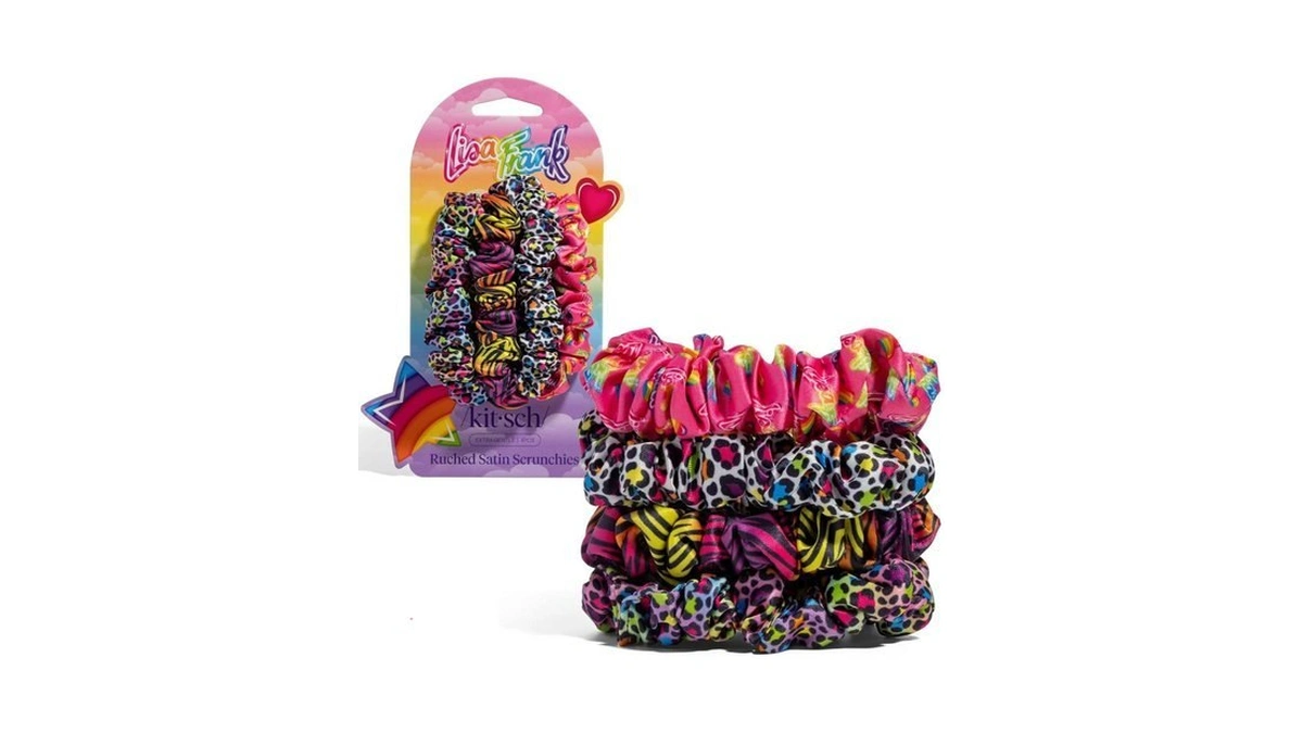 Lisa Frank X Kitsch Ruched Satin Scrunchies For Women -