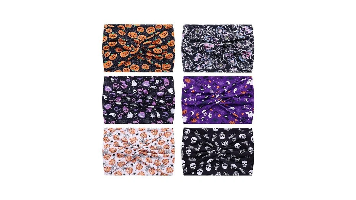 Hauhc 6 Pack Halloween Headbands For Women Hair Bands Skull