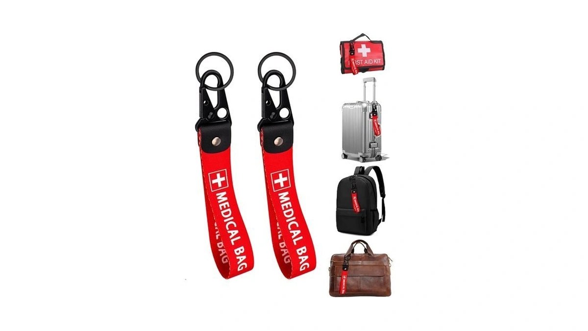 Oplcfo 2pcs Red Medical Equipment Luggage Tag, Medical Device Bag