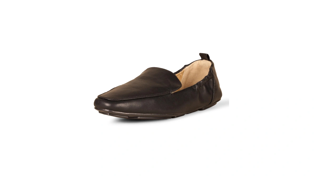 Amazon Essentials Women's Square Toe Soft Slip-on Loafer, Black Faux