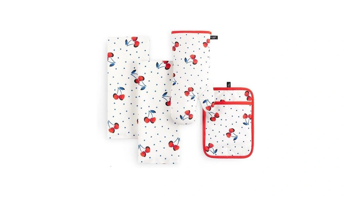 Kate Spade New York Cherry Dot Kitchen Towel, Oven Mitt