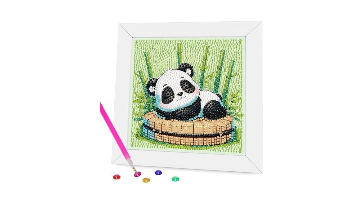 Gemozaic Diamond Art Kits For Kids With Frame, Panda Diamond