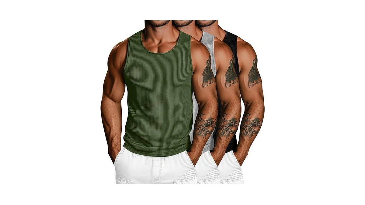 Ficerd 3 Pack Men's Big And Tall Tank Tops, Knit
