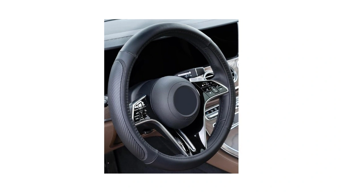 Magnelex Microfiber Leather Steering Wheel Cover – Black. Heat Resistant